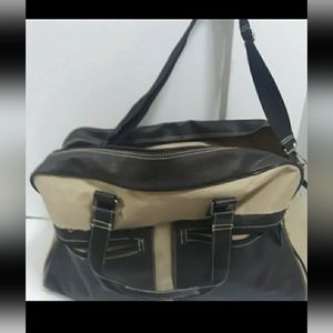 Vtg Liz Claiborne tan brown tote Travel Luggage carrying bag